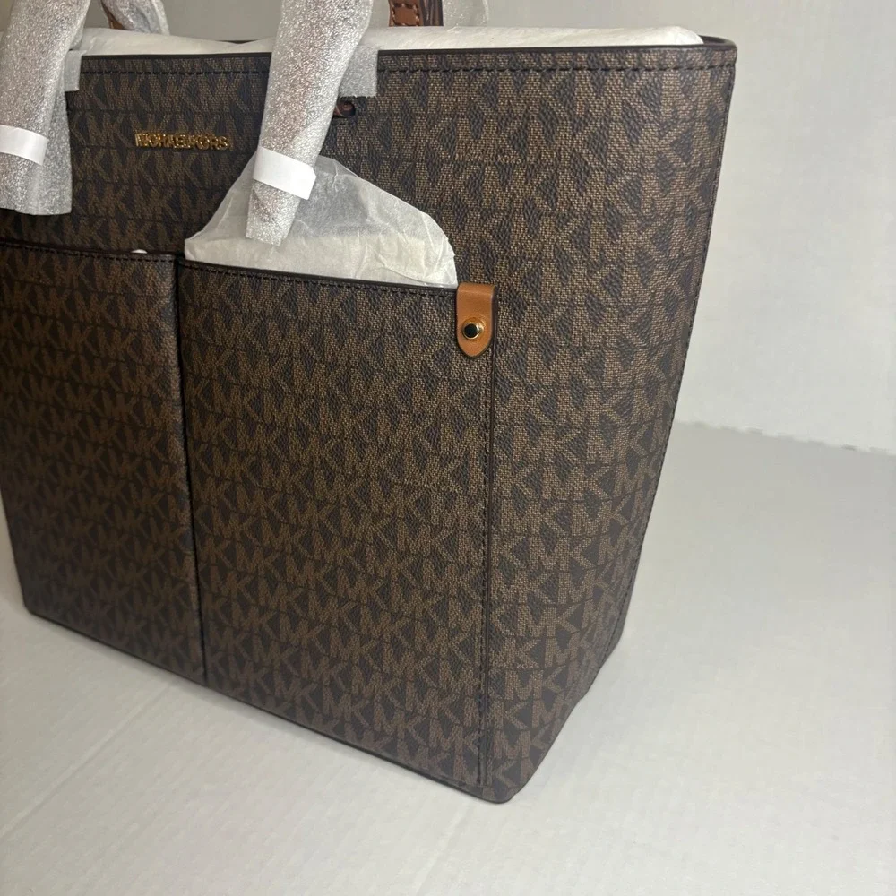 Michael Kors Jet Set Travel Tote Bag Purse Brown Carryall Shoulder Bag‎